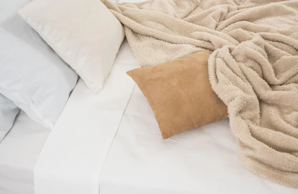 White and beige bedding