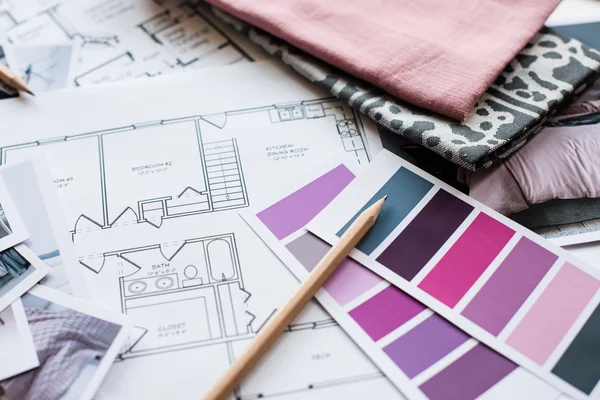 Interior designers working table — Stock Photo, Image