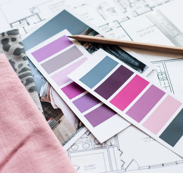 Interior designers working table — Stock Photo, Image