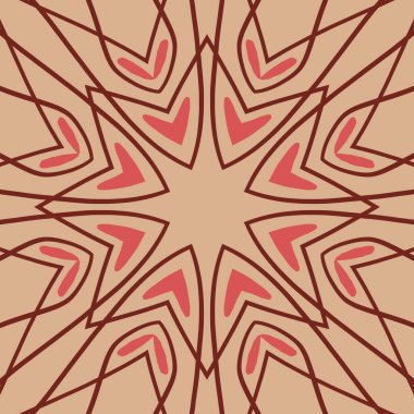 Geometrik soyut simetrik dikişsiz desen, kumaş tasarımı ve arkaplan çizgisi çizimi, tekrarlanabilir yüzey deseni