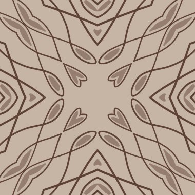 Geometrik soyut simetrik dikişsiz desen, kumaş tasarımı ve arkaplan çizgisi çizimi, tekrarlanabilir yüzey deseni