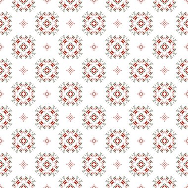 yeşil ve kırmızı soyut geometrik dikişsiz etnik model arka plan, kumaş ve duvar kağıdı tasarımı için tekrarlanabilir motif, aynalı illüstrasyon