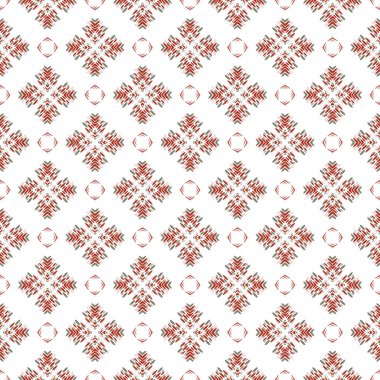 yeşil ve kırmızı soyut geometrik dikişsiz etnik model arka plan, kumaş ve duvar kağıdı tasarımı için tekrarlanabilir motif, aynalı illüstrasyon