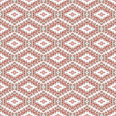 yeşil ve kırmızı soyut geometrik dikişsiz etnik model arka plan, kumaş ve duvar kağıdı tasarımı için tekrarlanabilir motif, aynalı illüstrasyon