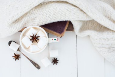 cocoa with marshmallow and star anise