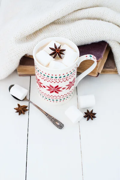 Cocoa with marshmallow and star anise — Stock Fotó