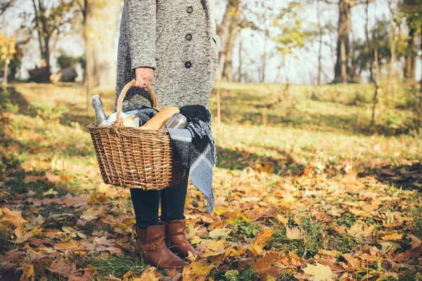 Mujer sosteniendo una cesta — Foto de Stock