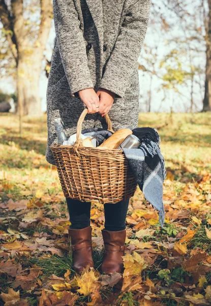 Mujer sosteniendo una cesta — Foto de Stock