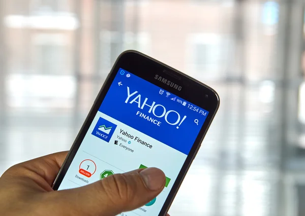 Yahoo Finance aplikacji mobilnych. — Zdjęcie stockowe