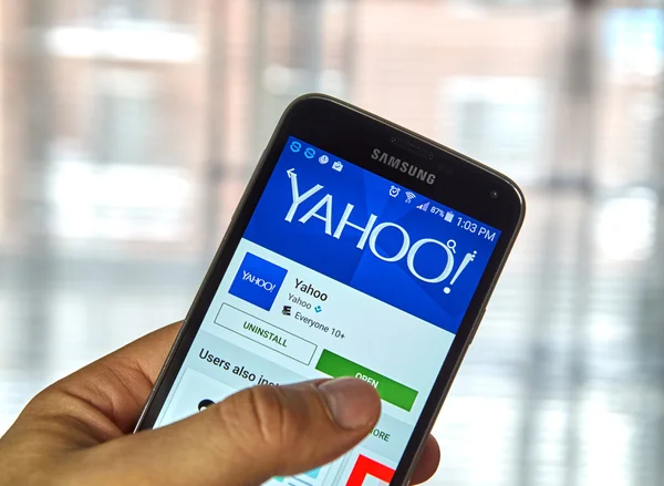 Aplikacja mobilna Yahoo. — Zdjęcie stockowe