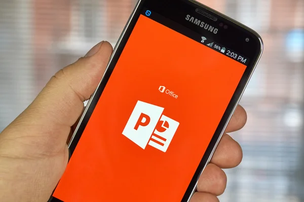 Microsoft Office Power Point mobile app — Stock Photo, Image