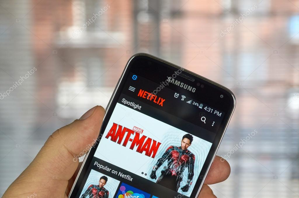 MONTREAL, CANADA - MARCH 20, 2016 - Netflix application running Samsung S5.  Netflix is a popular global provider of streaming movies and TV series