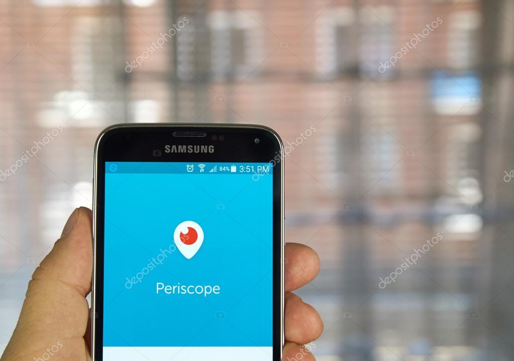 MONTREAL, CANADA - APRIL 7, 2016 : Periscope application on a cell phone. Periscope is a live video streaming app for iOS and Android developed by Kayvon Beykpour and Joe Bernstein.