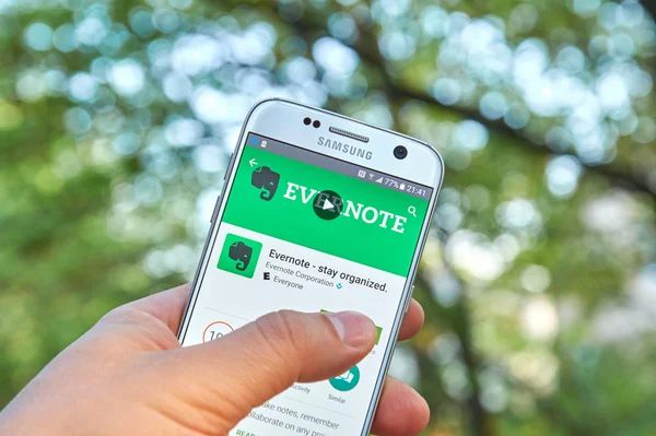 Evernote-Anwendung auf samsung s7 — Stockfoto