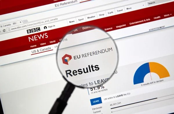 Результаты Брексита на сайте BBC — стоковое фото