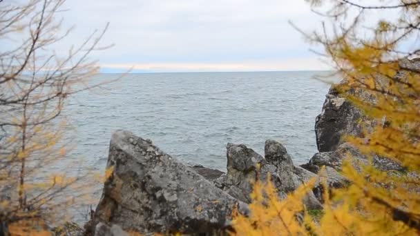 Autumn Baikal lake — Stock Footage Autumn Baikal lake Stock Footage