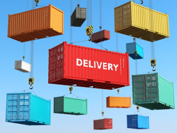 Delivery background concept. Cargo shipping containers in storag — Stock Photo, Image