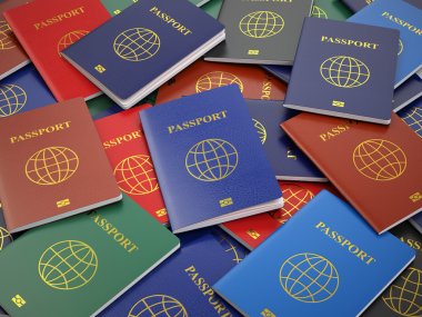 Passports, different types. Travel turism or customs concept bac clipart