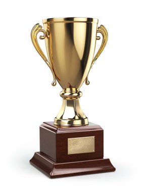 Altın Kupa trophy üzerinde beyaz izole