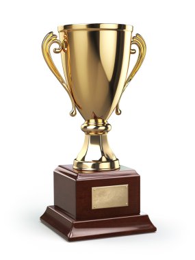 Golden cup trophy  isolated on white clipart