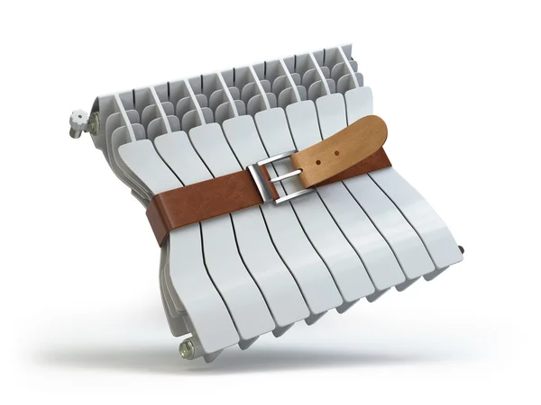 Heating radiator with belt. House energy  efficiency  heat and e — Stock Photo, Image