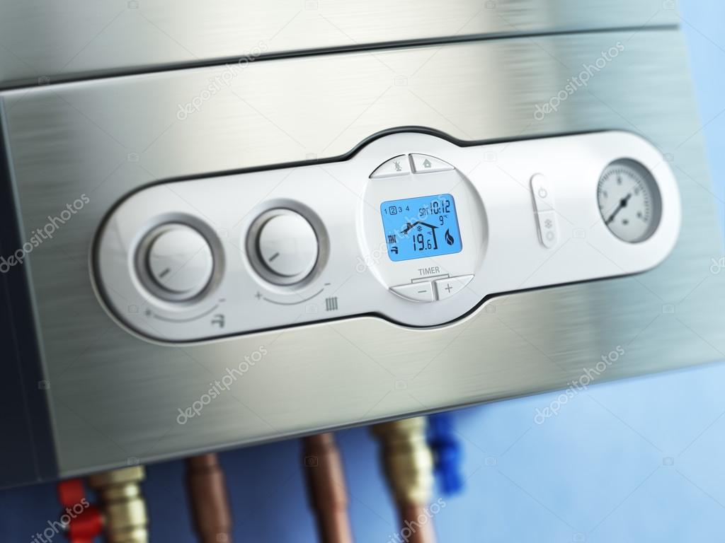 Gas boiler control panel. Gas boiler home heating.