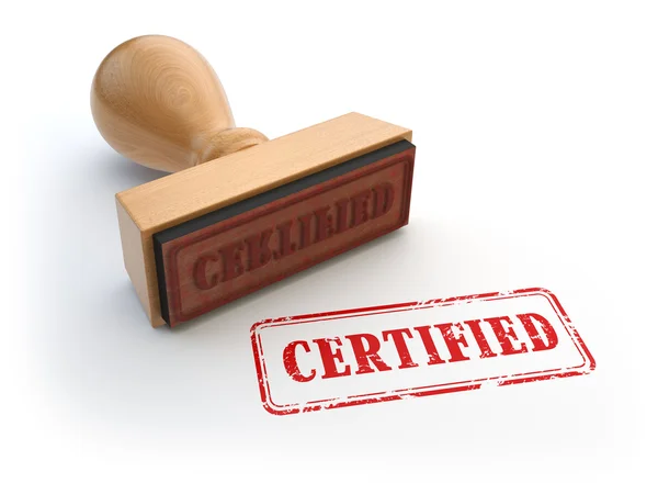 Znaczek z tekstem certyfikat biały na białym tle na. Certyfikacja lub gu — Zdjęcie stockowe