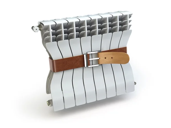 Heating radiator with belt. House energy  efficiency  heat and e — Stock Photo, Image