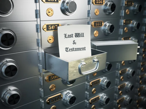 Last will and testament in the safe deposit box. Heritage concep — Stock Photo, Image