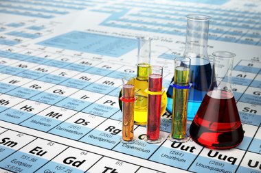 Science chemistry concept. Laboratory test tubes and flasks with clipart