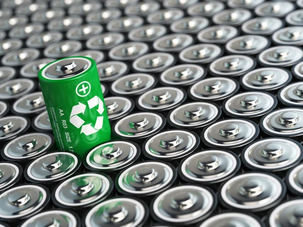 Batterij recycling concept. Groene energie, achtergrond van battari — Stockfoto