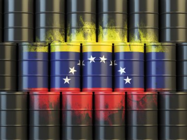 Venezuela enerji kavramının petrol yakıt. Venezüella bayrağı boyanmış