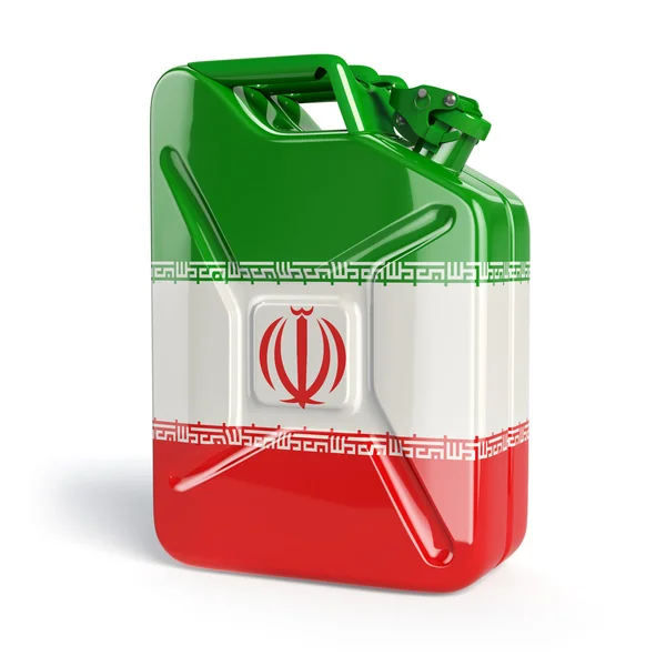 Olja av Iran. Iranska flaggan målad på gas kan. — Stockfoto