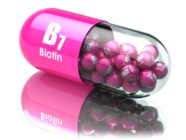 Vitamin B7 kapsül. Biotin hapla. Diyet takviyeleri.
