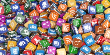 Akıllı telefon apps. Uygulama Internet yazılım simgeleri arka plan.