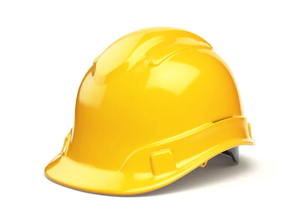 Желтая каска, защитный шлем изолирован на белом — стоковое фото
