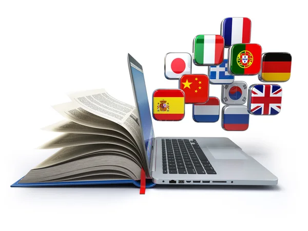 E-learning o concetto di traduttore online. Imparare le lingue onli — Foto Stock