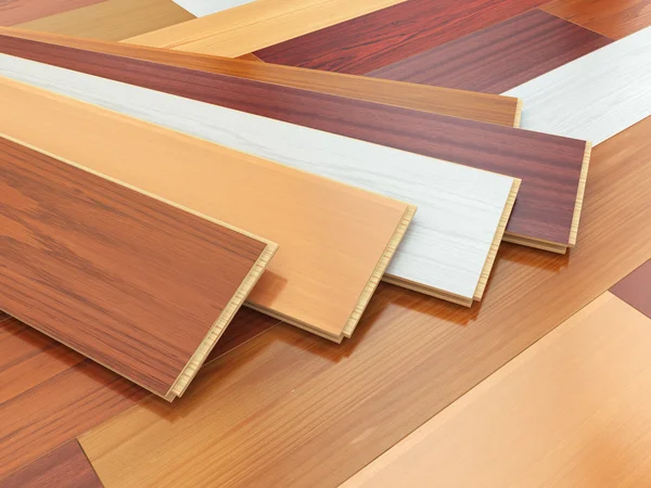 Parquet o tablones de madera laminados de los diferentes colores en el —  Fotos de Stock