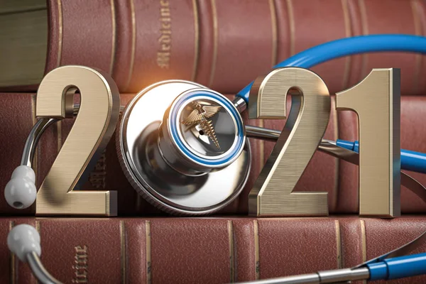 2021 Happy New Year Health Care Medicine Pharmacy Industry Nomor — Stok Foto