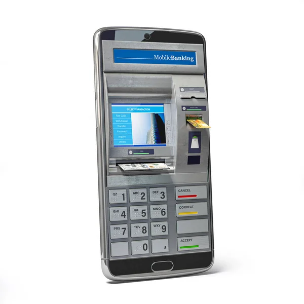 Mobile Online Banking Payment Concept Smart Phone Atm Illustration — Stock Photo, Image