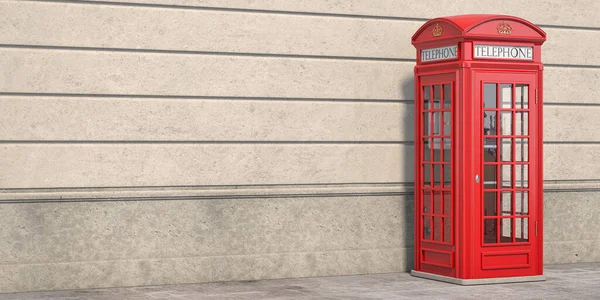 Cabine Telefone Vermelho Fundo Parede Tijolo Londres Símbolo Britânico Inglês — Fotografia de Stock
