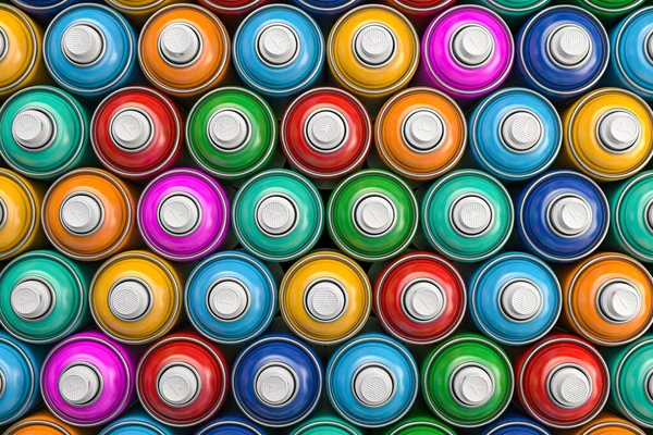 Vista Dall Alto Colorate Bombolette Spray Graffiti Bottiglie Aerosol Illustrazione — Foto Stock