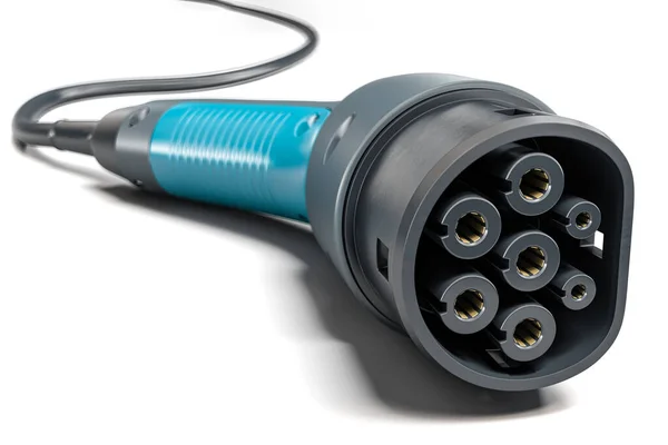 Elektrisk Bil Laddare Plugg Typ Isolerad Vit Bakgrund Illustration — Stockfoto