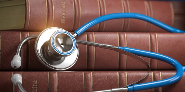 Stetoskop Lékařské Knihy Studium Medicíny Lékařské Výchovy Ilustrace — Stock fotografie