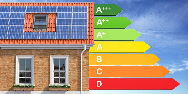 Casa Concetto Efficienza Energetica Casa Con Pannello Solare Valutazione Dell — Foto Stock