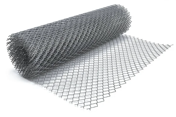 Coil Steel Wire Rabitz Mesh Netting Roll Isolated White Illustration — Stock Photo, Image