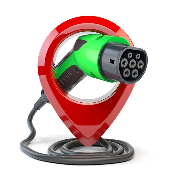 Electric Car Charging Point Location Car Charger Power Plug Pin — Stock Photo, Image