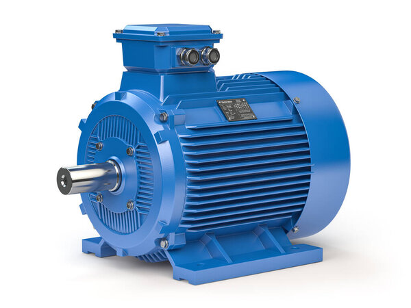 Промышленный электродвигатель изолирован на белый. 3d иллюстрация