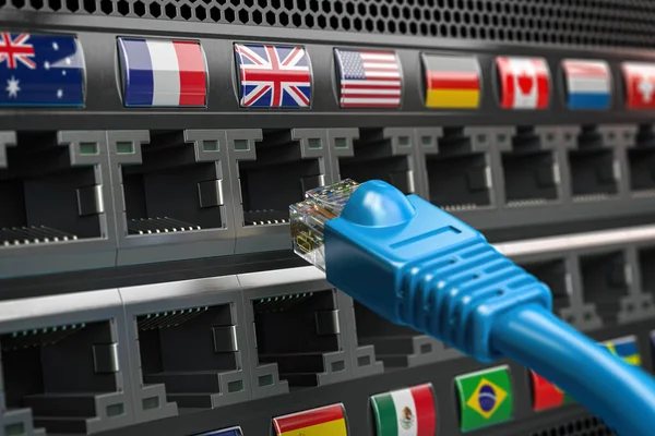 Concepto Conexión Red Privada Virtual Vpn Cable Lan Router Con — Foto de Stock