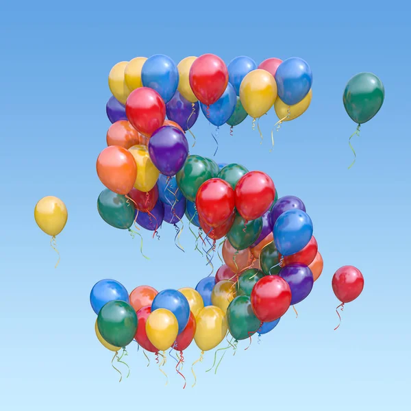 Nummer Aus Luftballons Himmel Textbrief Für Alter Urlaub Geburtstag Feier — Stockfoto